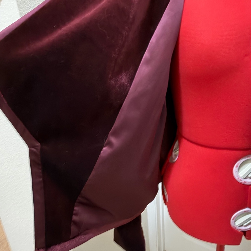 Laundry By Shelli Segal Deep Red/Burgundy Velvet Blazer, sz L - Picture 7 of 8